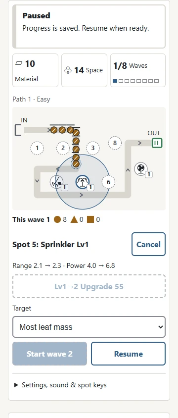 Pause to inspect targeting and slowing